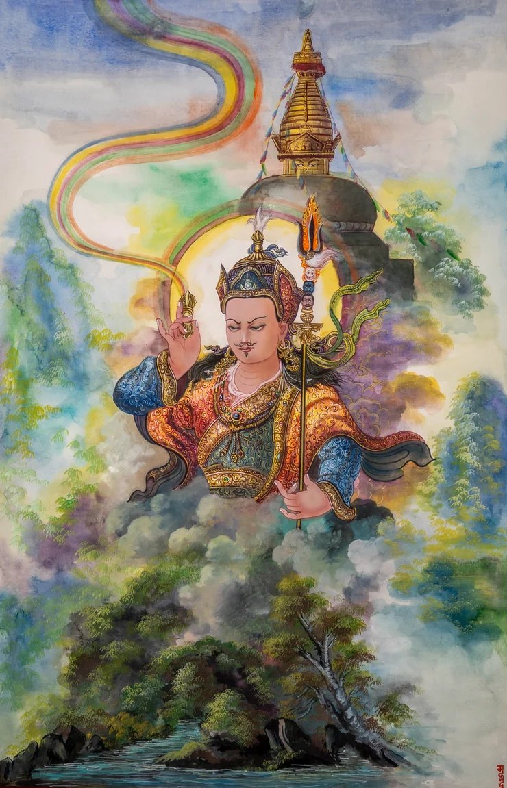 Guru Rinpoche (Padmasambhava) meditating, painting